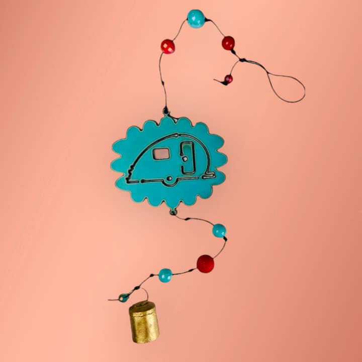 Camper wind chime KOA trailer lodge National Park garden USA for wholesale by Iron Jewel