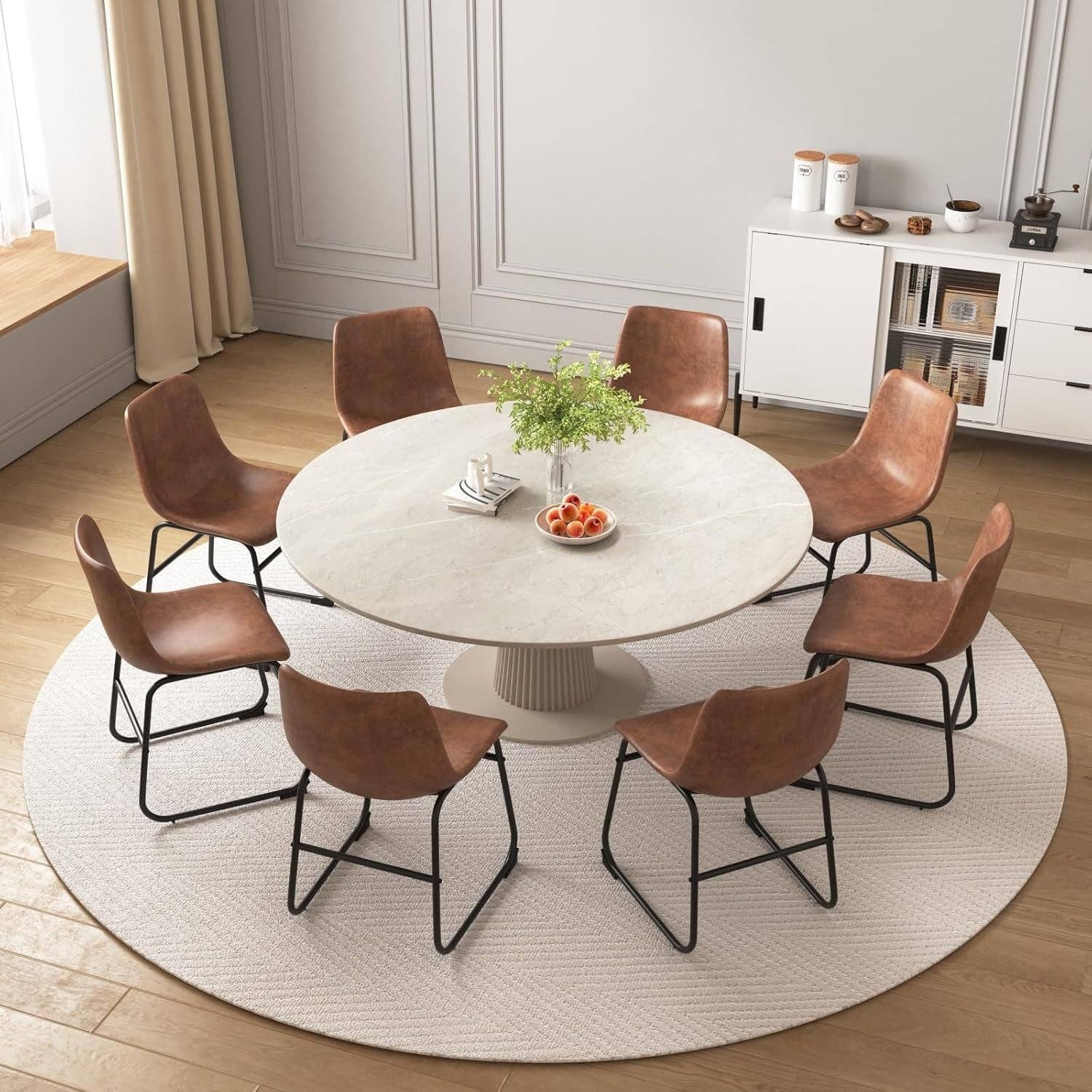 Brown Suede Dining Chairs Set Of 4 With 18 Inch High Back for wholesale on Faire5