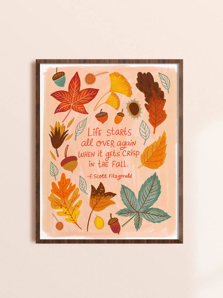 Impression artistique automne/automne - Citation de F. Scott Fitzgerald pour la vente par Dream Folk Studio