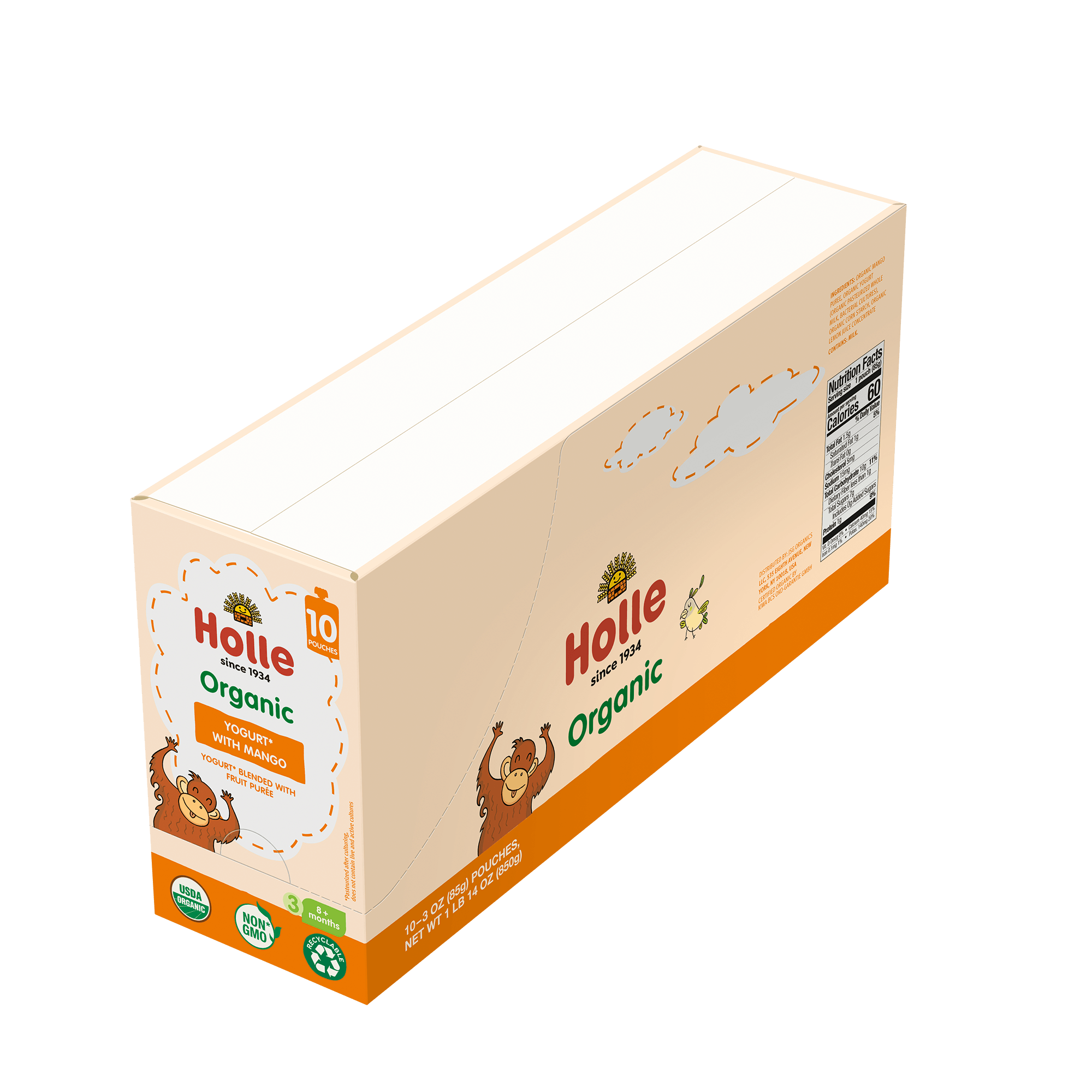 Holle USA - Wholesale Baby Food - Holle Organic Yogurt Pouches: Mango (10 pack)2