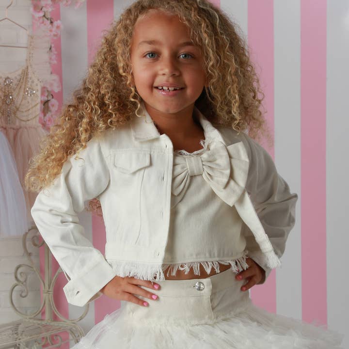 White Denim Jacket for wholesale by Ooh! La, La! Couture