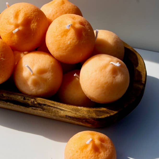 Orange Pillar Candle for wholesale by Val Viola Candles