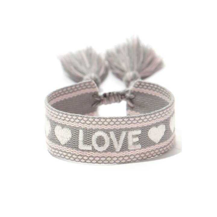 Stella Cove – wholesale Woven/braided bracelet – LOVE Grey Wristband