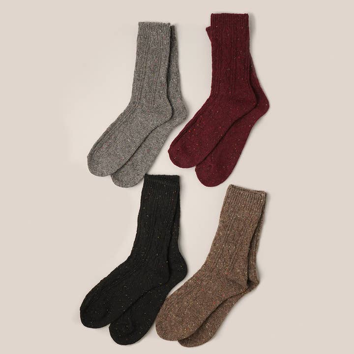 Women's Cable Knitted Wool Blend Crew Length Socks for wholesale by Fashion City