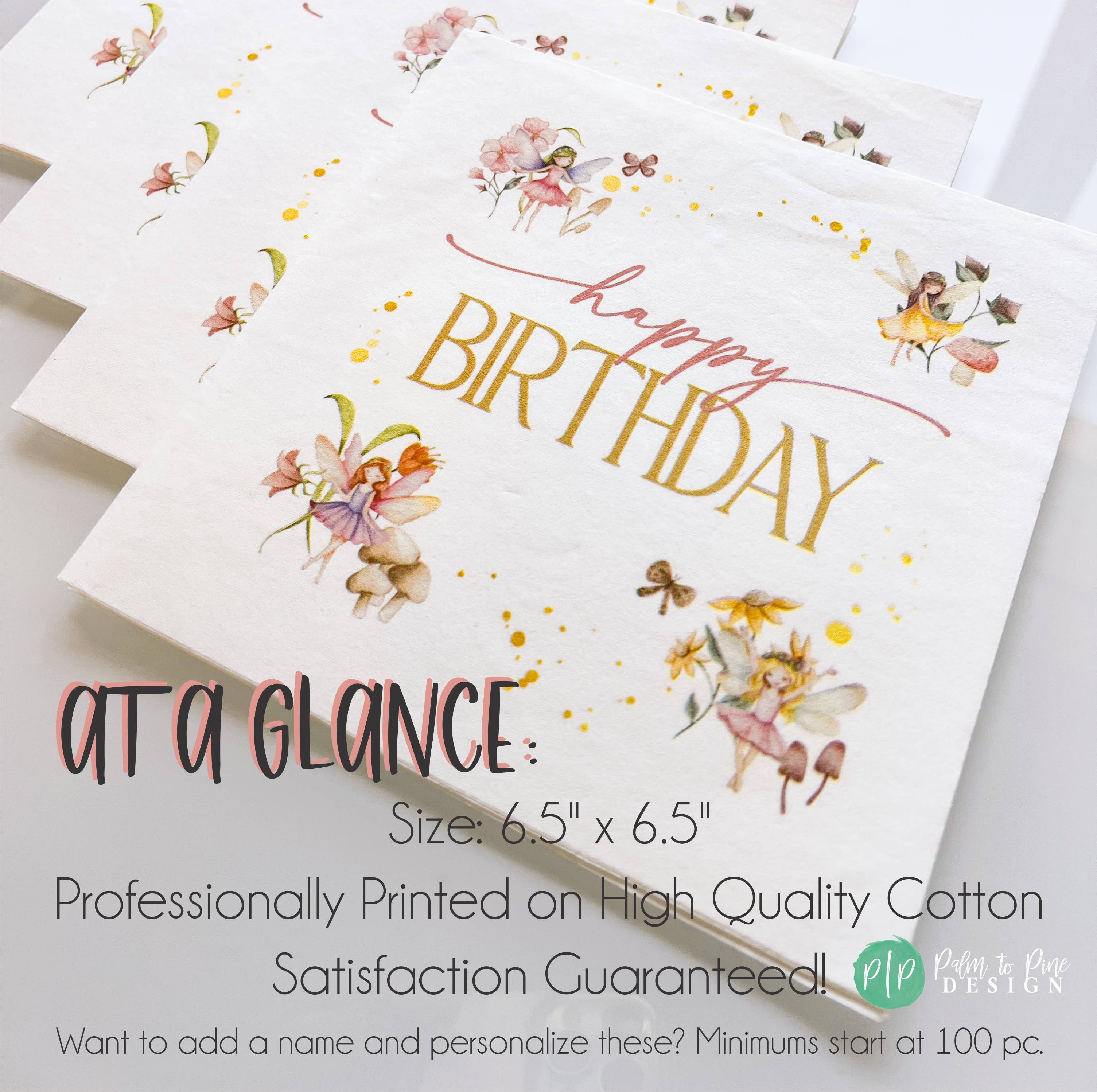 Palm to Pine Design - Wholesale Disposable Napkin - Fairy Birthday Napkins, Fairy Garden Party Tableware Girls2