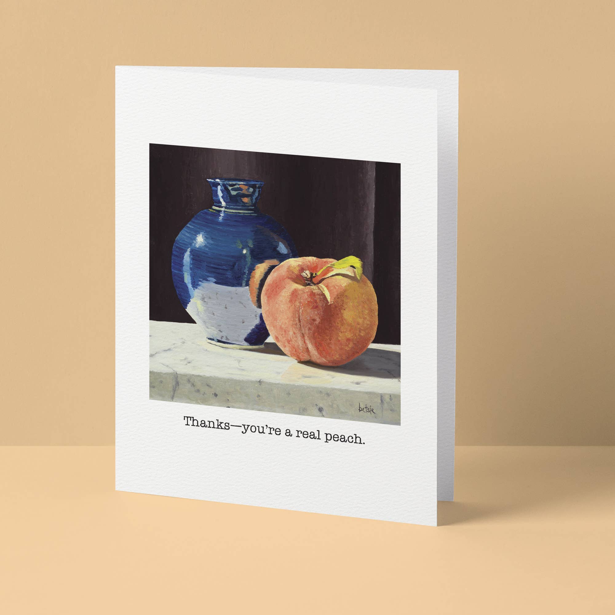 Betsie Studios - Wholesale Thank You Card - "Thanks, you're a real peach" Greeting Card