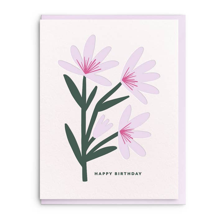 Birthday Flower - Letterpress Birthday Greeting Card for wholesale by Dahlia Press