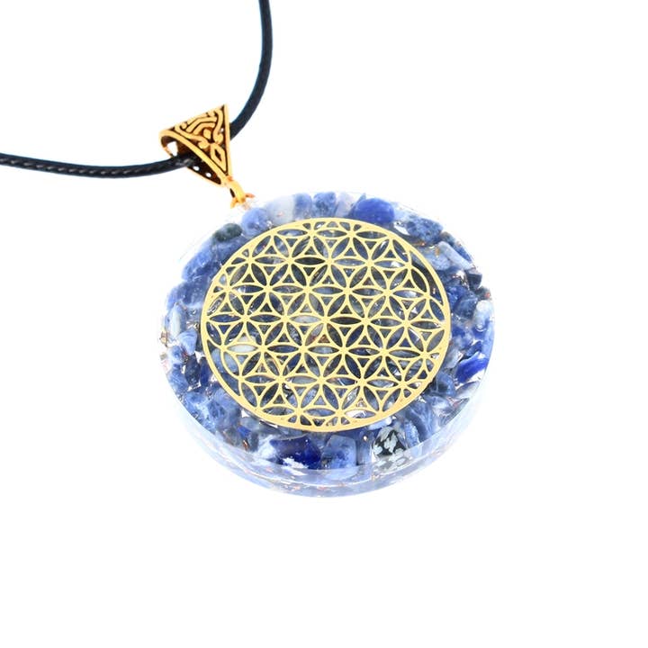 Flower of Life Orgonite Sodalite Pendants 4 cm for wholesale by Artisans de Madagascar