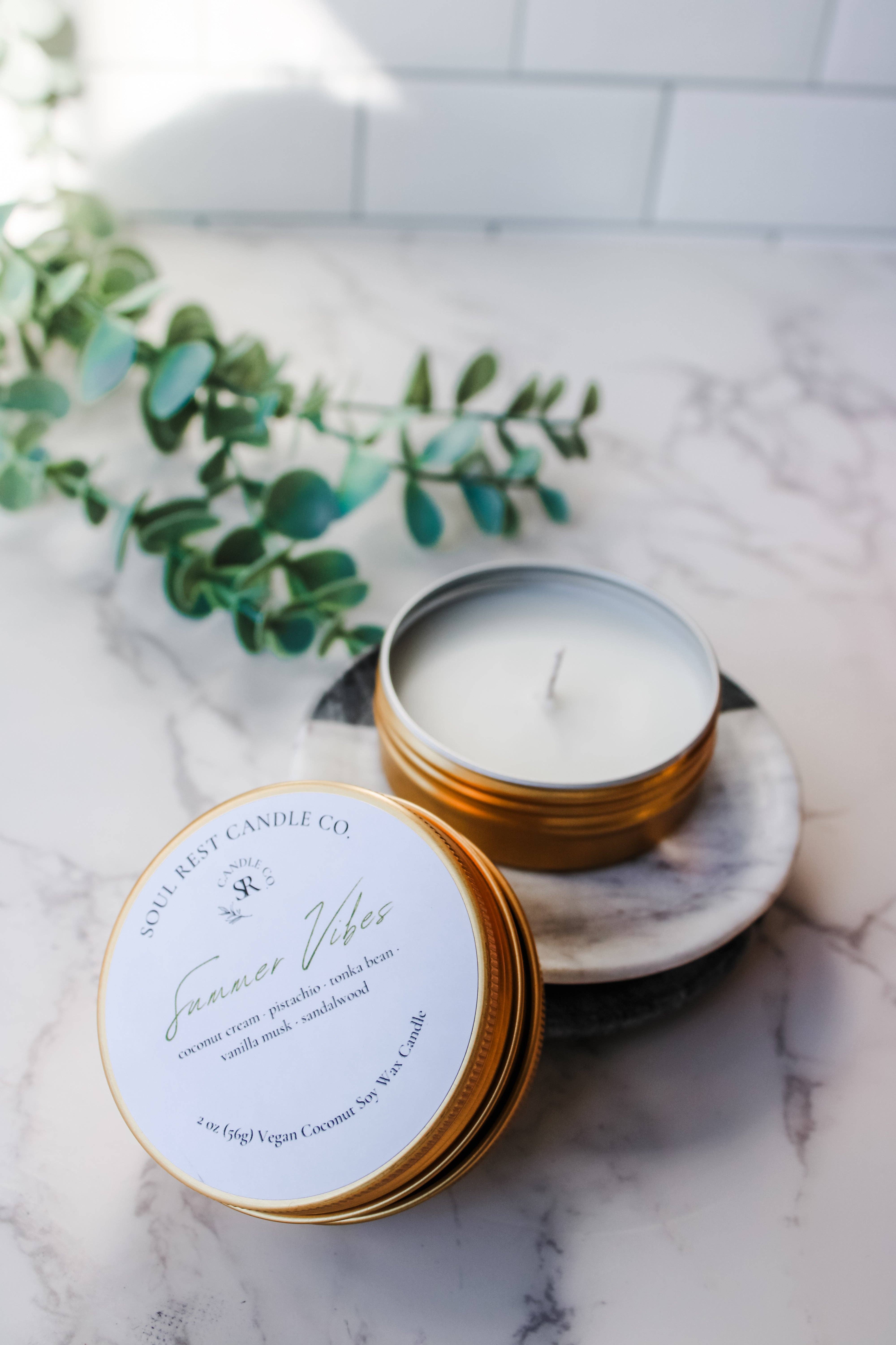 Soul Rest Candle Co. - Wholesale Travel Candles - Travel Tins 2oz Coconut Soy Wax9