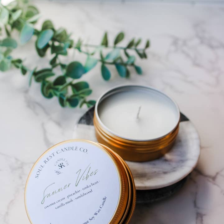 Soul Rest Candle Co. - Wholesale Travel Candles - Travel Tins 2oz Coconut Soy Wax9