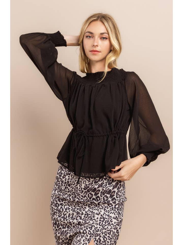 Black Off Shoulder Long Sleeve Top for wholesale on Faire14