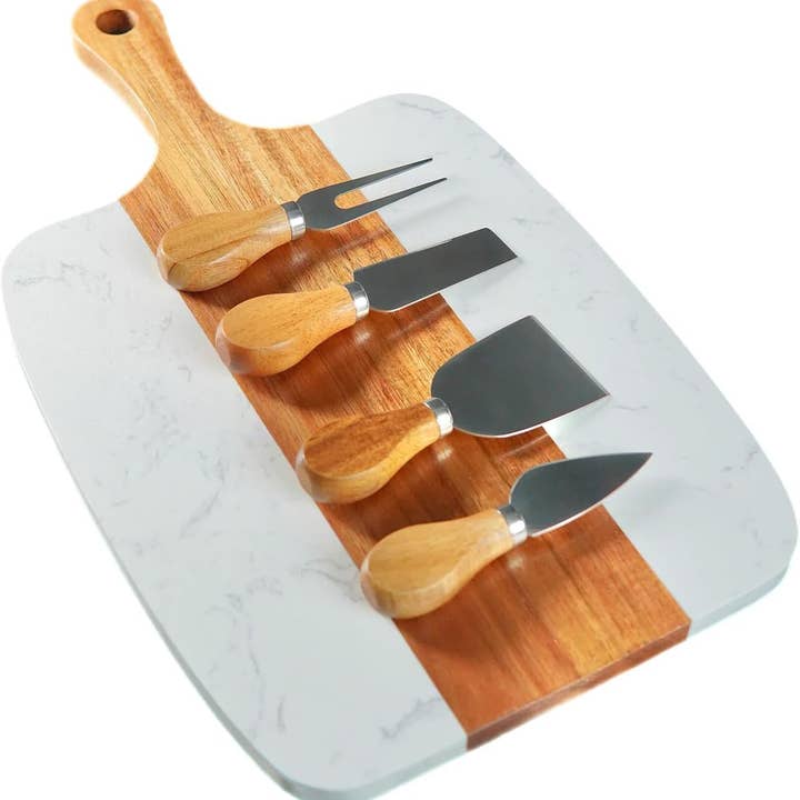 MakerFlo - Wholesale Flatware Serving Piece - makerflo Durable Wood Marble Serving Board for Kitchen