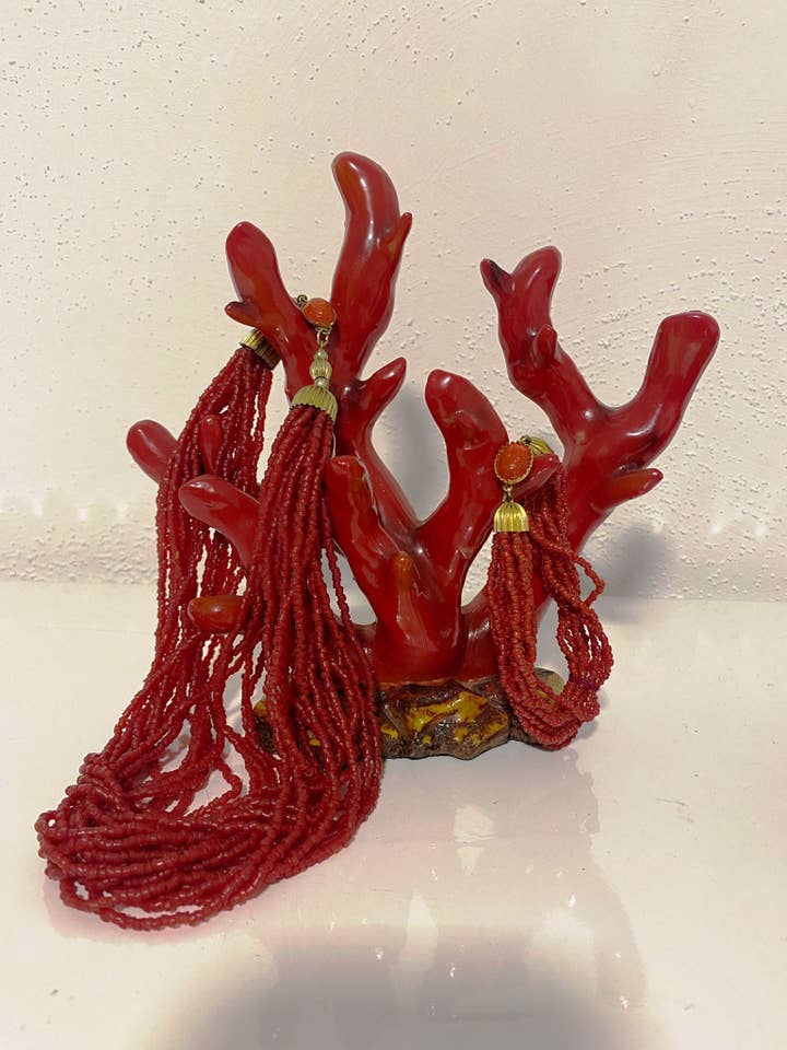 Conjunto Colar e Pulseira Coral Vermelho por atacado de La Favola Incantata® - Marchio Artigiano