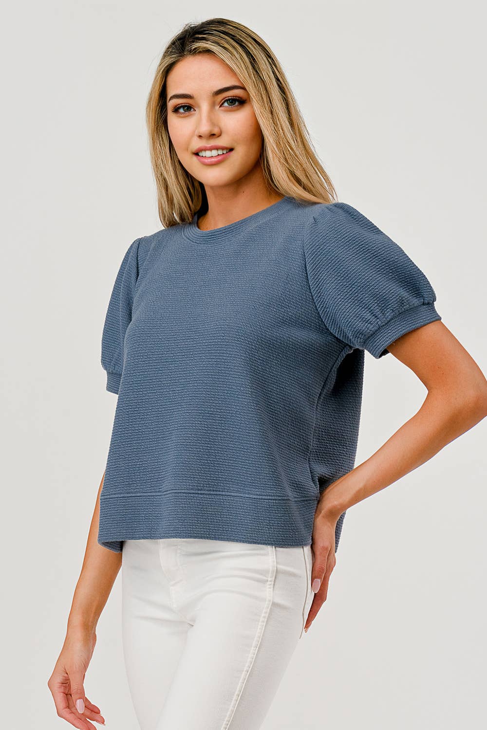 Tres Bien, Inc - Wholesale Knit Top - Women's - ROUND NECK PUFFY S/S CLOUDY KNIT TOP14
