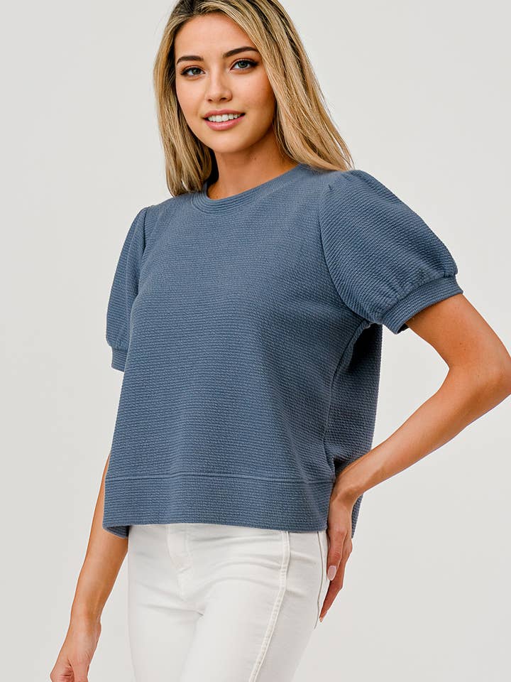 Tres Bien, Inc - Wholesale Knit Top - Women's - ROUND NECK PUFFY S/S CLOUDY KNIT TOP14