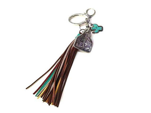 Snowing West – wholesale Nyckelringar - Dam – Västerländsk initial boskapstagg tofs nyckelring6