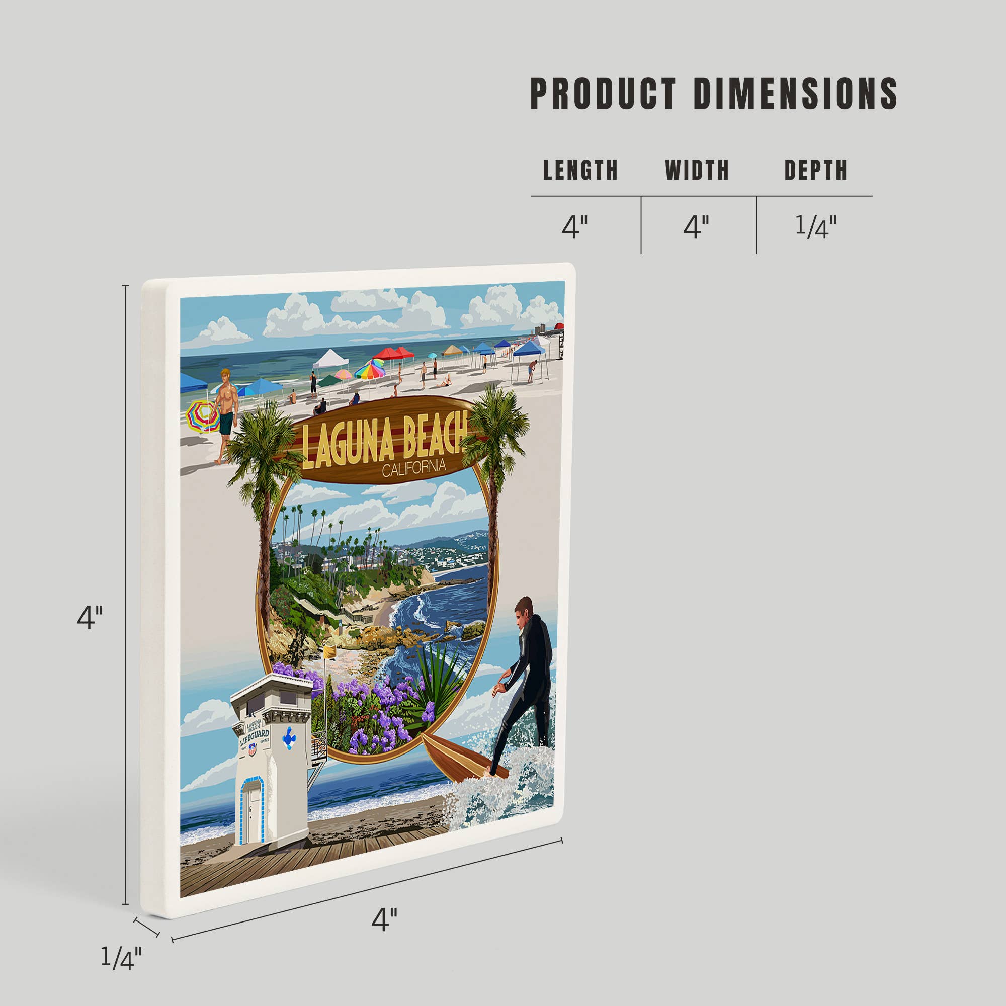 Lantern Press - Wholesale Coasters - Ceramic Coaster Laguna Beach, California, Montage Scenes3
