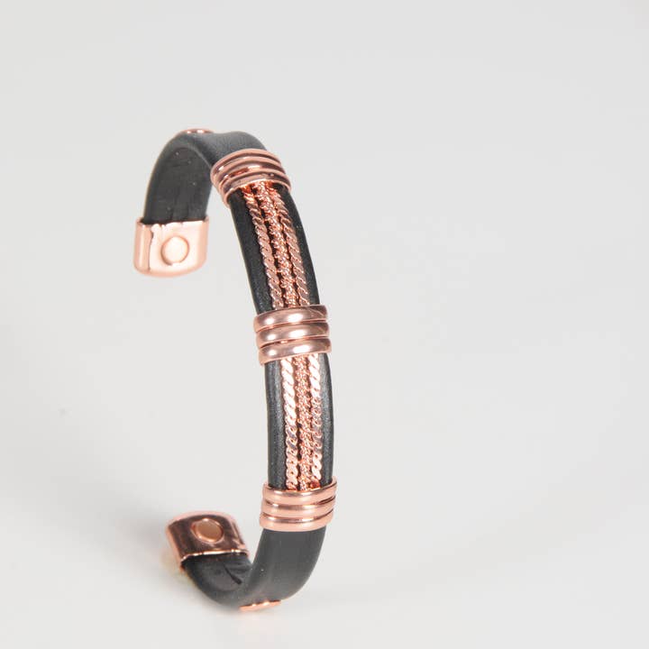 Shelley Enterprises Inc. - Wholesale Cuff Bracelet - 6143-MCH Magnetic Pure Copper Leatherette Cuff Bracelet1