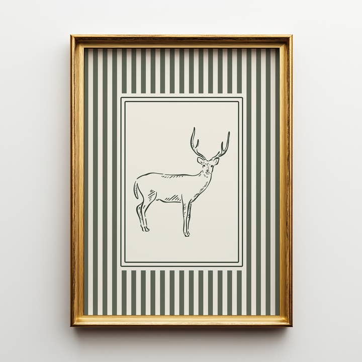 Minimal Christmas Holiday Winter Deer Art Print for wholesale by Paperly Creative Co