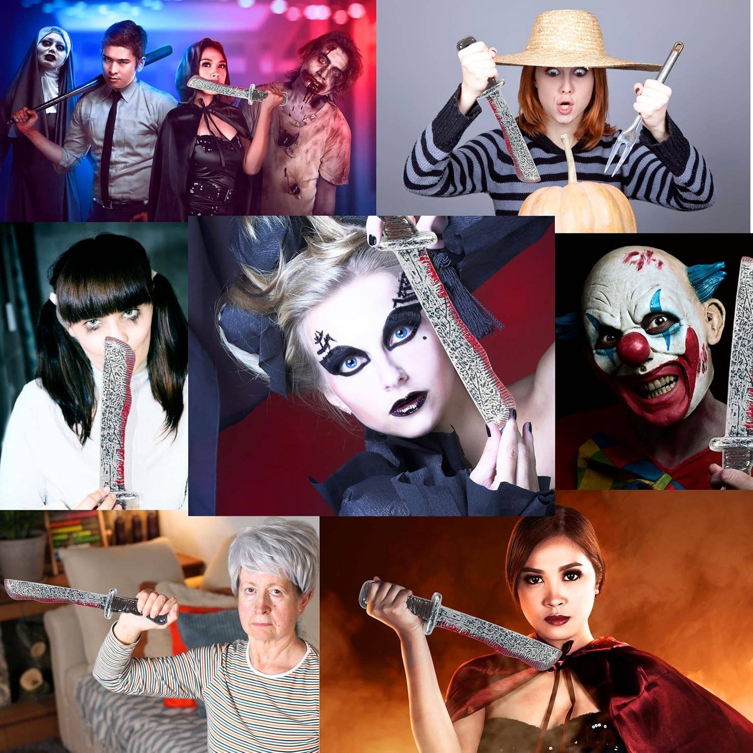 4E's Novelty - Wholesale Costume - Kids - 17’’ Fake Bloody Machete - Large Plastic Knife with Fake Blood, Halloween Costume Accessory2