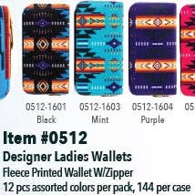 Ladies Wallet - 16112 Fleece Zippered - Classic for wholesale by Silicon Valley Textiles, Inc