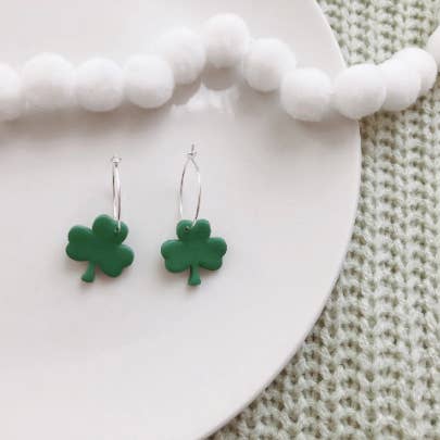 St. Patrick's Day Four Leaf Clover Hoop Earrings for wholesale by Honey Dijon