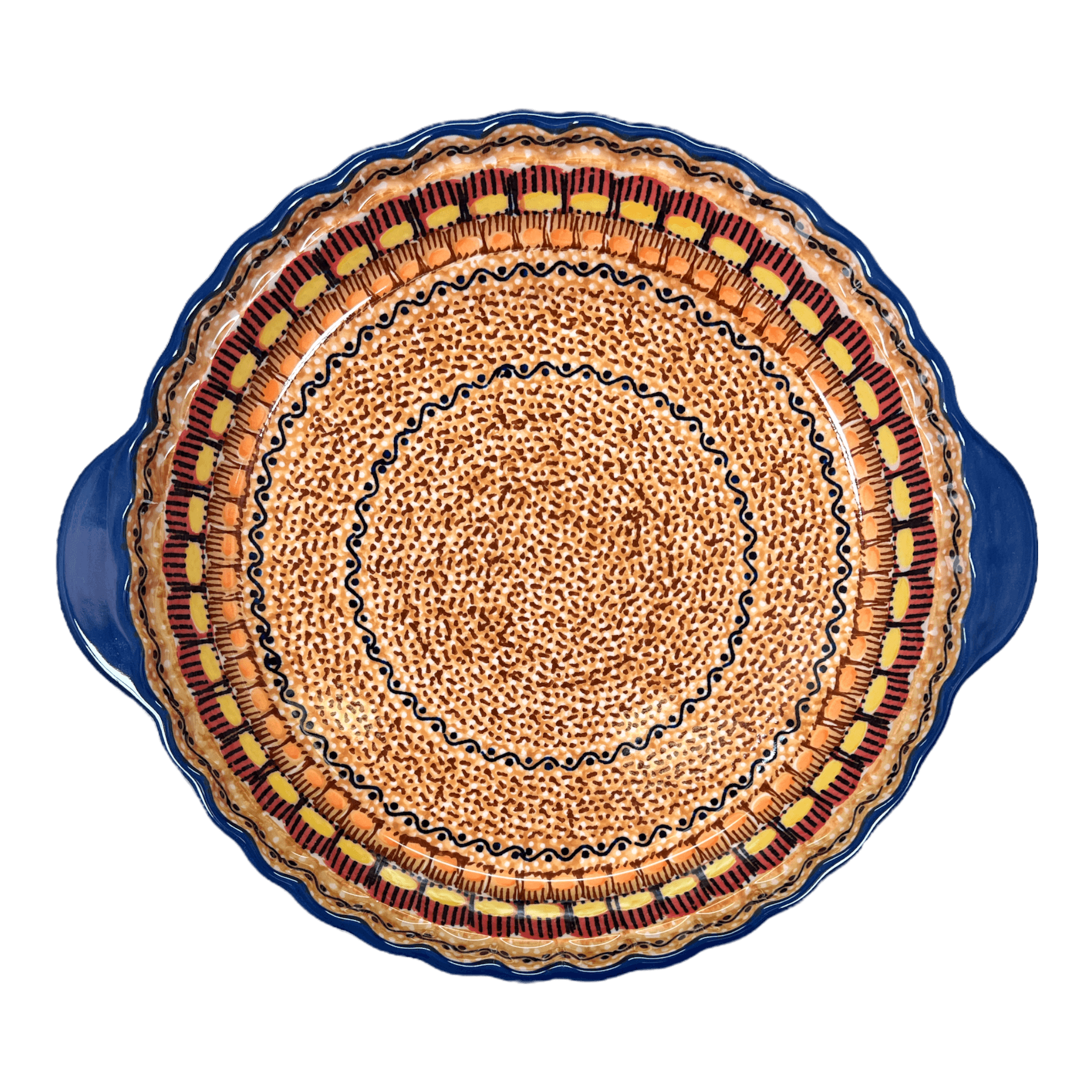 Polish Pottery Outlet - Wholesale Baking Dish - Baker, Round, Pie Plate, Handles, 9.75" in "Desert Sunrise" by Manufaktura | Z148U-KLJ1