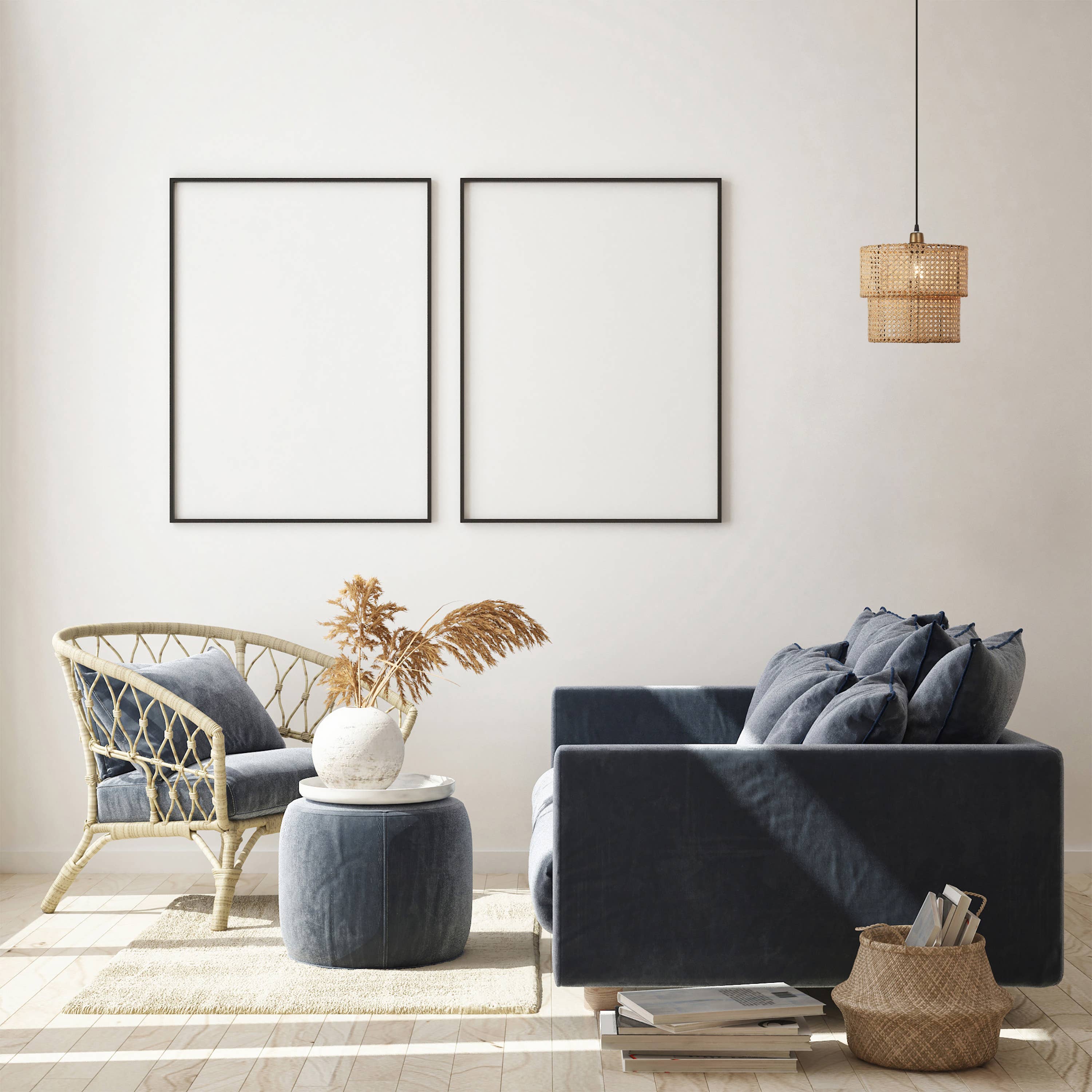 River of Goods - Wholesale Chandelier/Hanging Light - 12"W 1-Light Alvero Metal and Rattan Hanging Pendant Light5