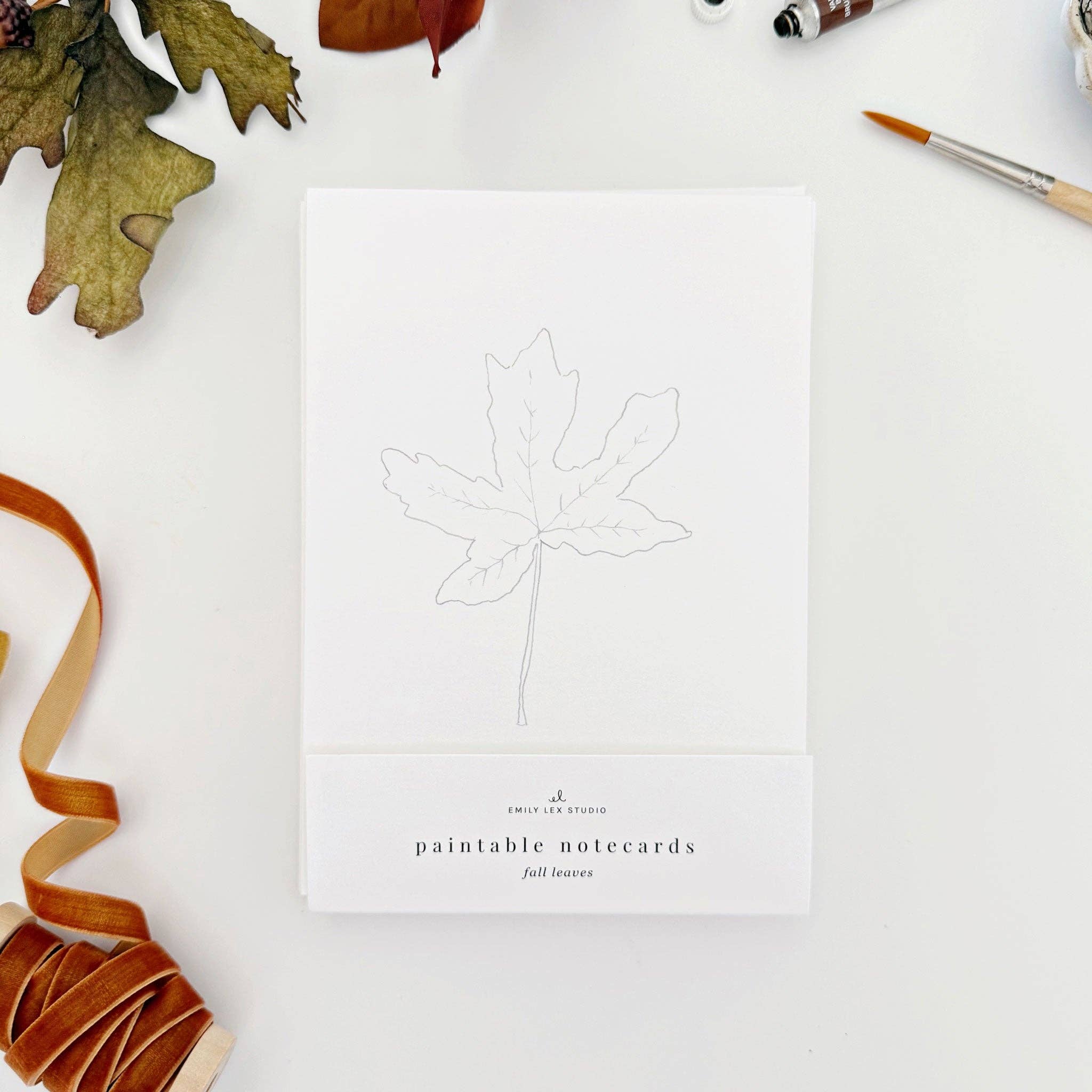 emily lex studio – wholesale Stationery/notecard set – fall leaves paintable notecards1