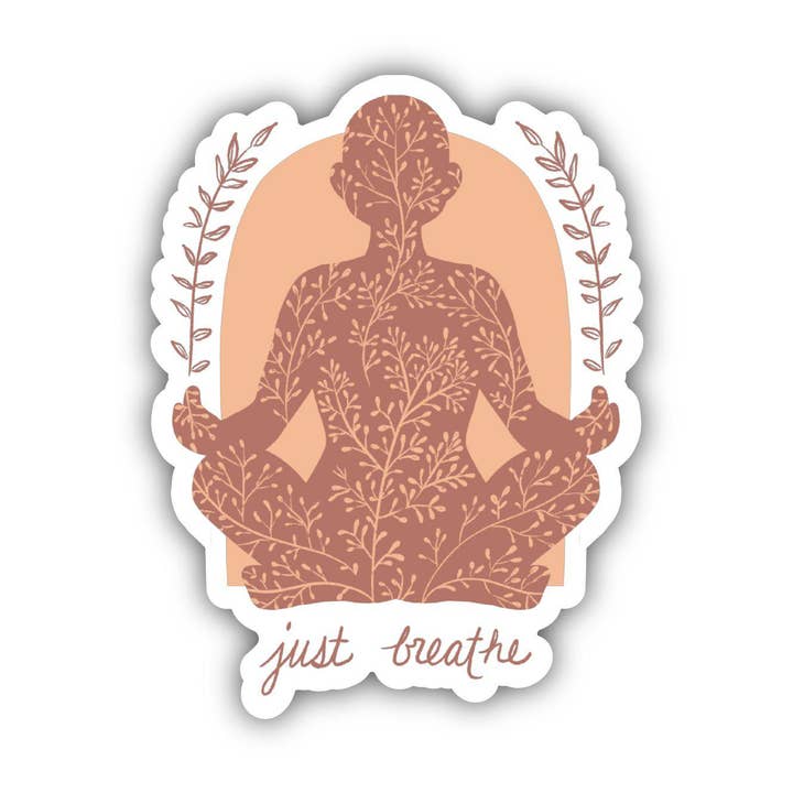 Just Breathe Positivity Sticker for wholesale by Big Moods