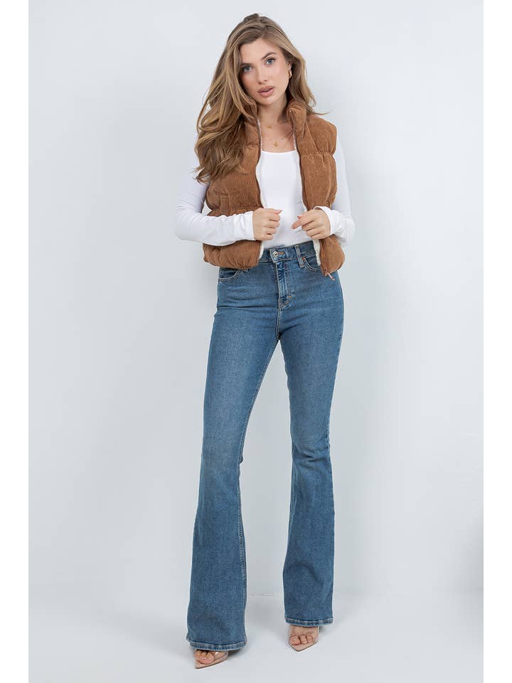 Veracci - Venta al por mayor Chaleco de abrigo - Mujer - Chaleco Vintage de Pana con Forro de Sherpa22