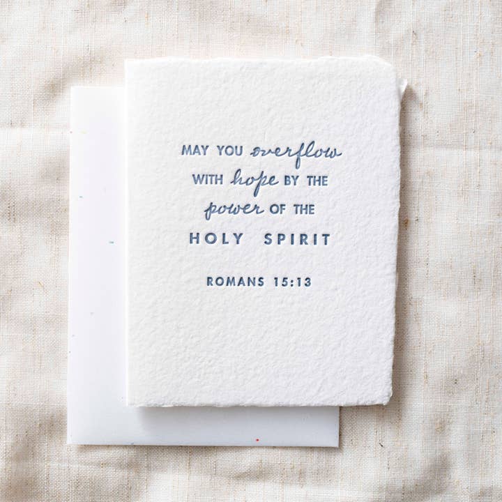 Overflow with hope scripture | Religious Greeting Card for wholesale by Paper Baristas