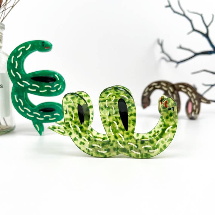 mildstyles - Vendita all'ingrosso Fermaglio per capelli - Donna - Clip per capelli in acetato a forma di serpente a pois con motivo a onde d'acqua.5