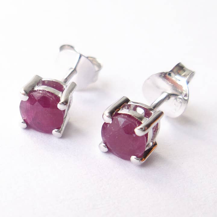 Ruby 925 Sterling Silver July Birthstone Earrings for wholesale by Dalfiya