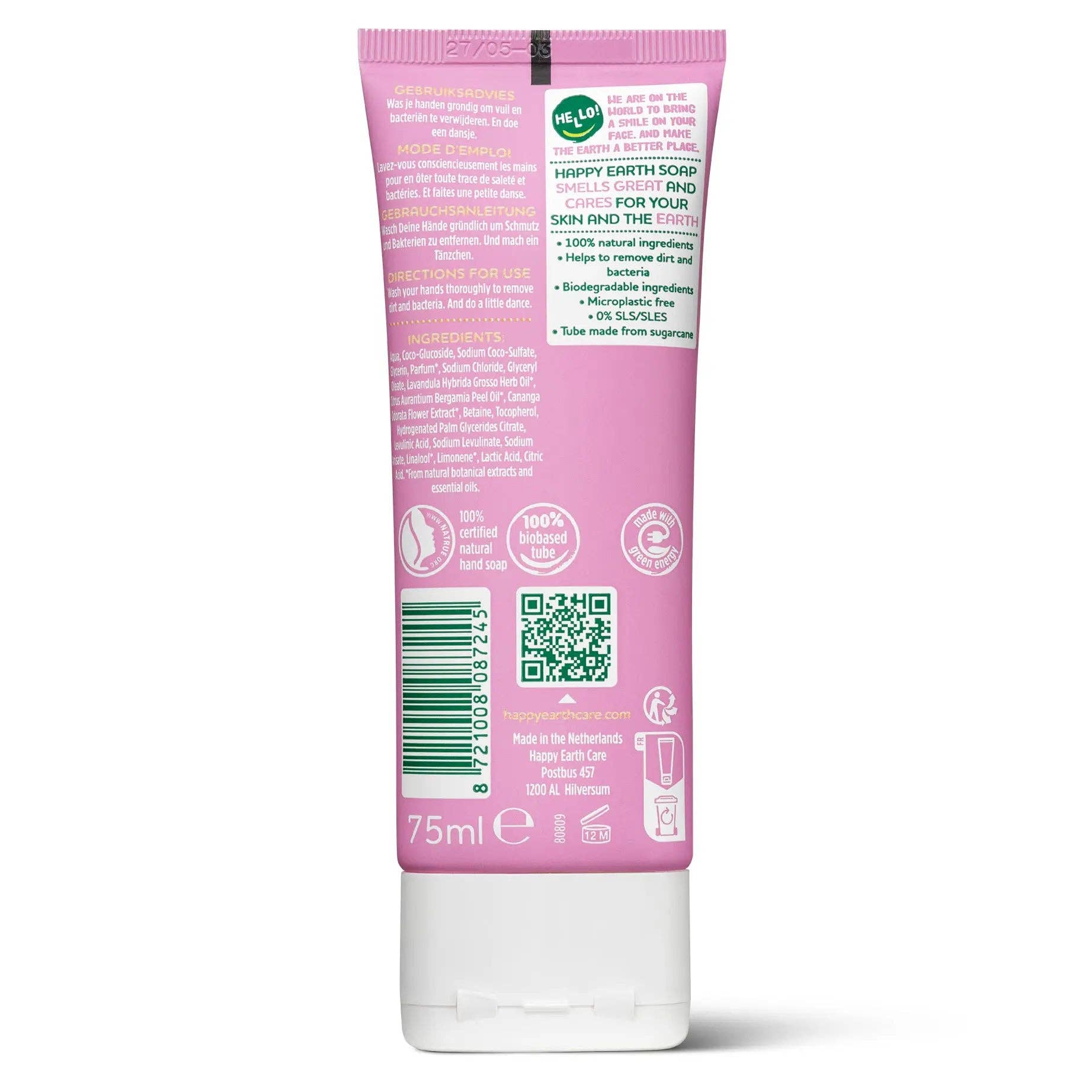 Happy Earth - Wholesale Hand Soap/Wash - Natuurlijke Handzeep Lavender Ylang 75ml1