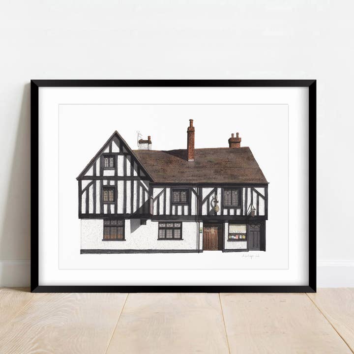 Derby - Ye Olde Dolphin Inne - Giclée Print (unframed) for wholesale by Ana Gallego Illustrations