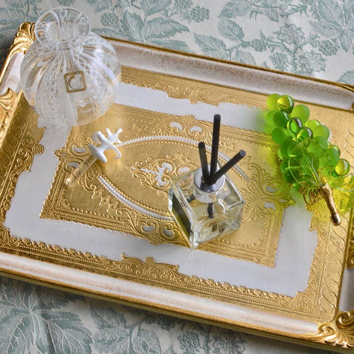 Via Graceffo - Wholesale Decorative tray - Florentine Carved Rectangle Tray with Handles, M or L, Made in Italy2