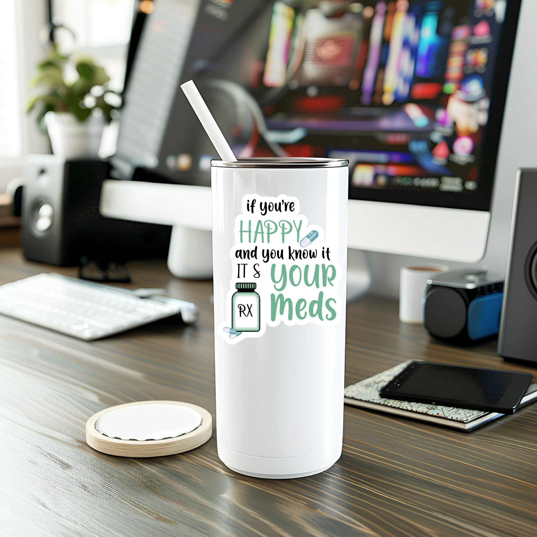 Mystical Monkey Toes - Venta al por mayor Pegatina - Divertida pegatina «It's Your Meds»2