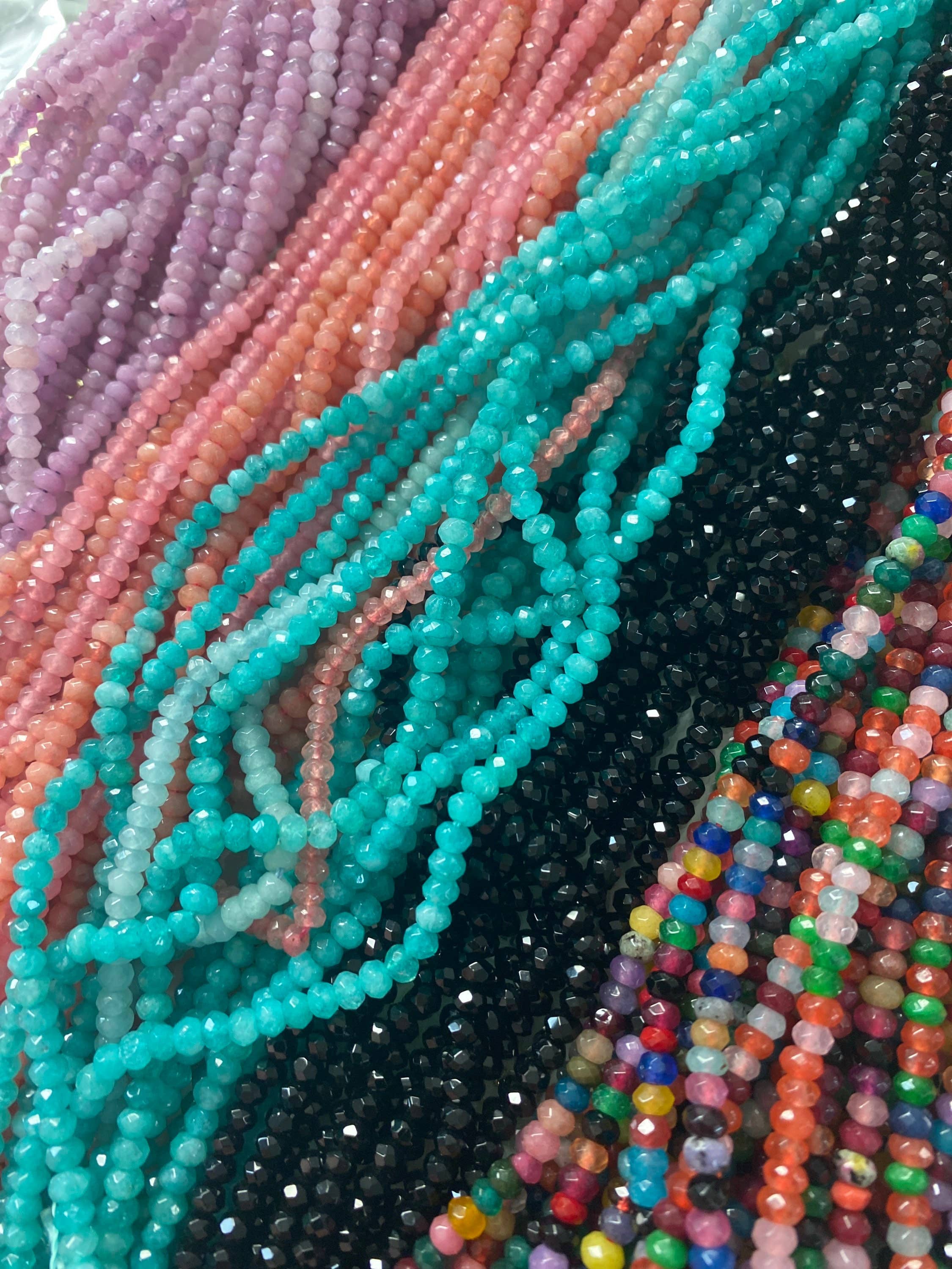 The Bead Bazaar - Wholesale Beads - Multicolor Bright Faceted Spacer Accent Beads, Dyed Jade Rondelle Beads, Small Beads, Bulk Beads For Jewelry Making, Jewelry Supplies, Disc Beads7