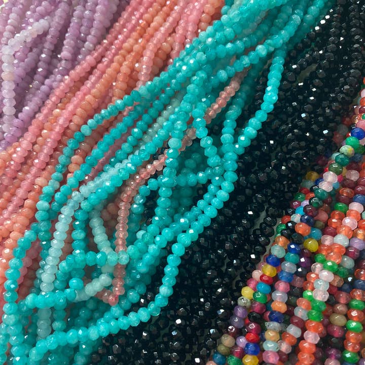 The Bead Bazaar - Wholesale Beads - Multicolor Bright Faceted Spacer Accent Beads, Dyed Jade Rondelle Beads, Small Beads, Bulk Beads For Jewelry Making, Jewelry Supplies, Disc Beads7