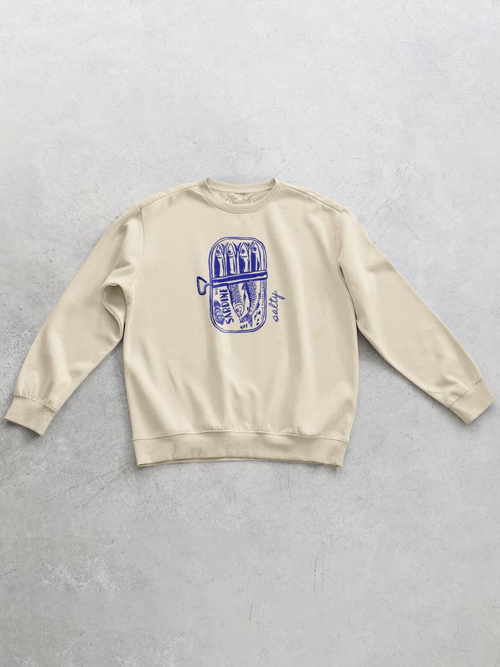 The Clandestine Underground - Wholesale Graphic Sweatshirt - Unisex - Salty Sardines, Oversized Sustainable Sweatshirt