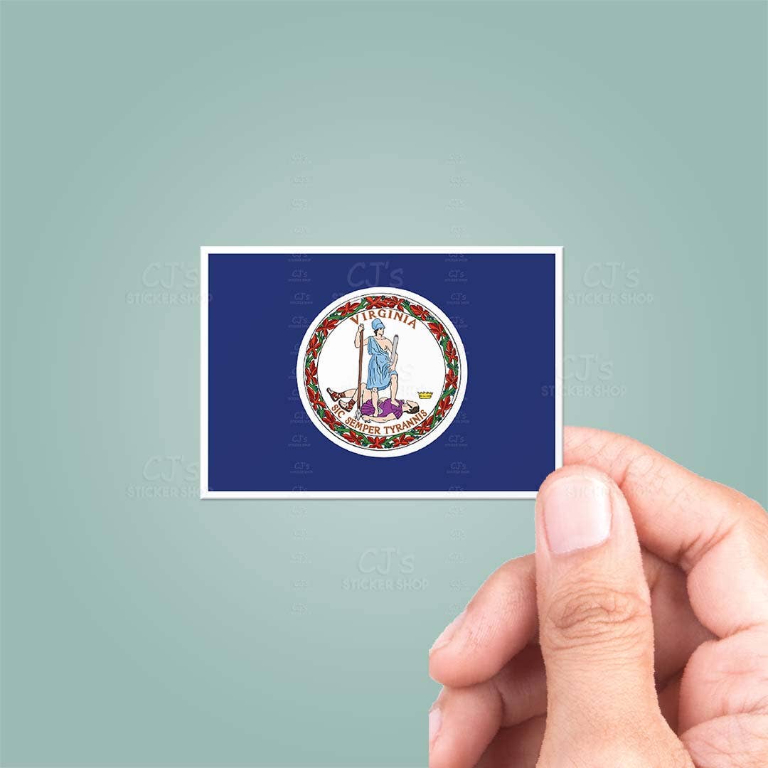 CJ's Sticker Shop - Wholesale Sticker - Virginia VA State Flag Sticker Vinyl Decal