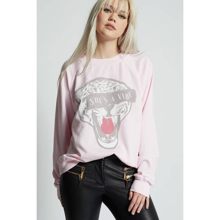 1030 Cheetah She is a Vibe Long Sleeve Sweater for wholesale by Recycled Karma