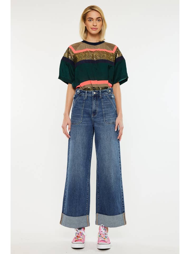 DARK ULTRA HIGH RISE 90’S WIDE LEG TROUSERS JEANS-KC3308D for wholesale on Faire5