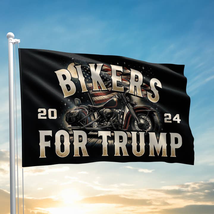 I Love My Freedom - Wholesale Flag - Bikers For Trump - Motorcycle Illustration - Flag0