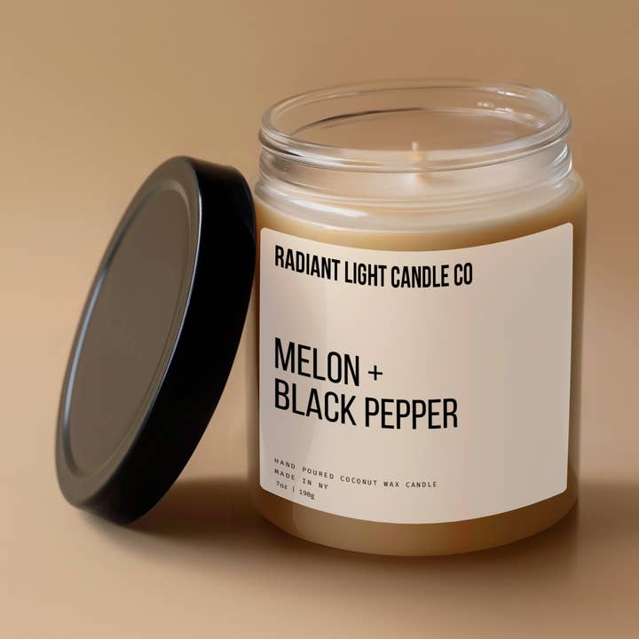 Vela de Vidro Transparente de 7oz com Aroma de Melão e Pimenta Preta por atacado de Radiant Light Inc