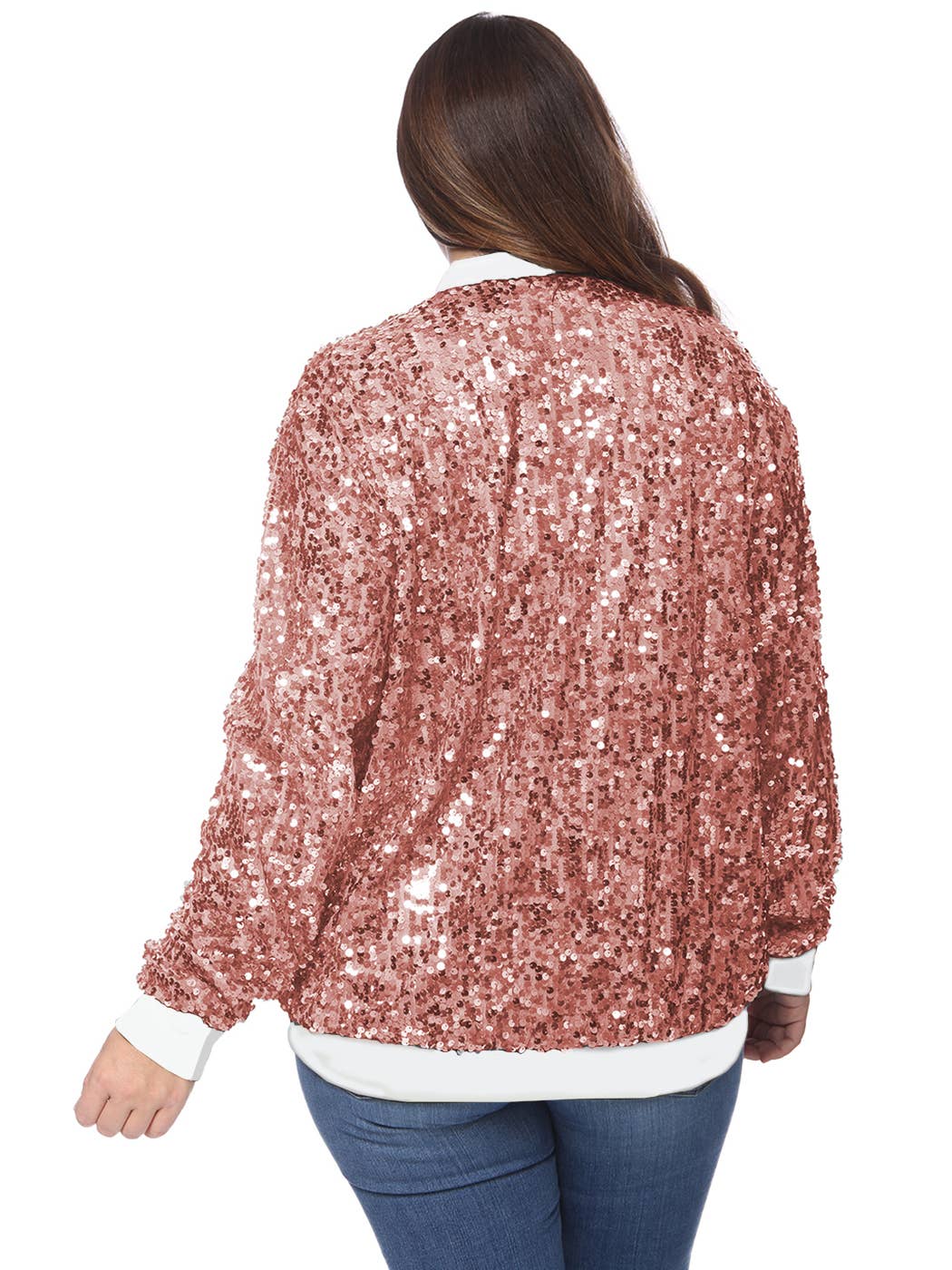 Anna Kaci Wholesale - Wholesale Bomber Jacket - Women's - Plus Size Sequin Bomber Jacket54