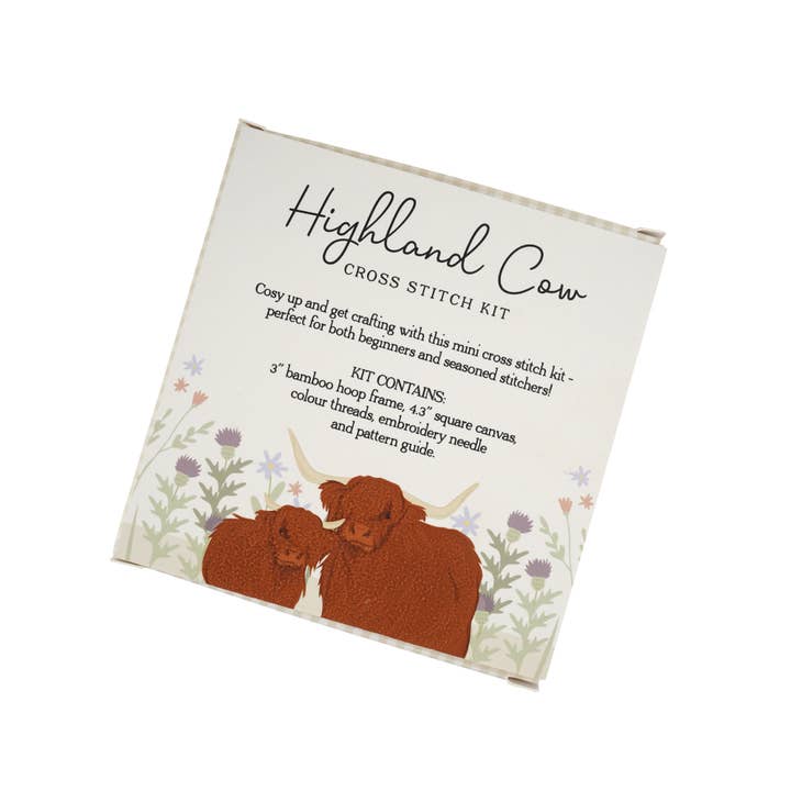CGB Giftware - Wholesale Embroidery/cross-stitch supplies - Bramble Farm Highland Cow Mini Cross Stitch Kit4