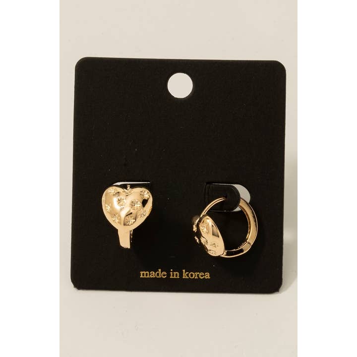 Cz Studded Heart Hoop Earrings for wholesale by Fame Accessories