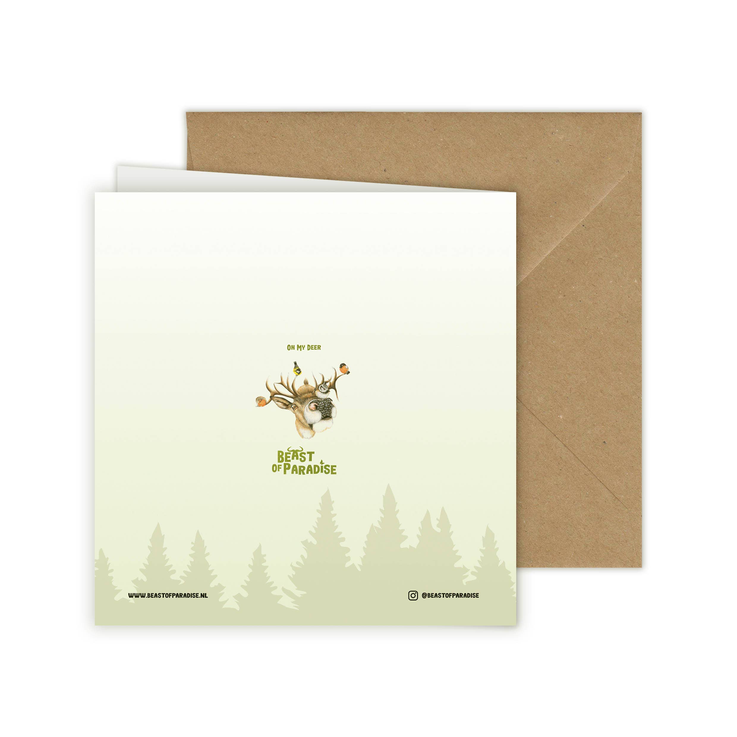 Beast of Paradise - Wholesale Everyday Greeting Card - Deer Greeting Card, Animal Birthday Cards, Blank Card, Birds1